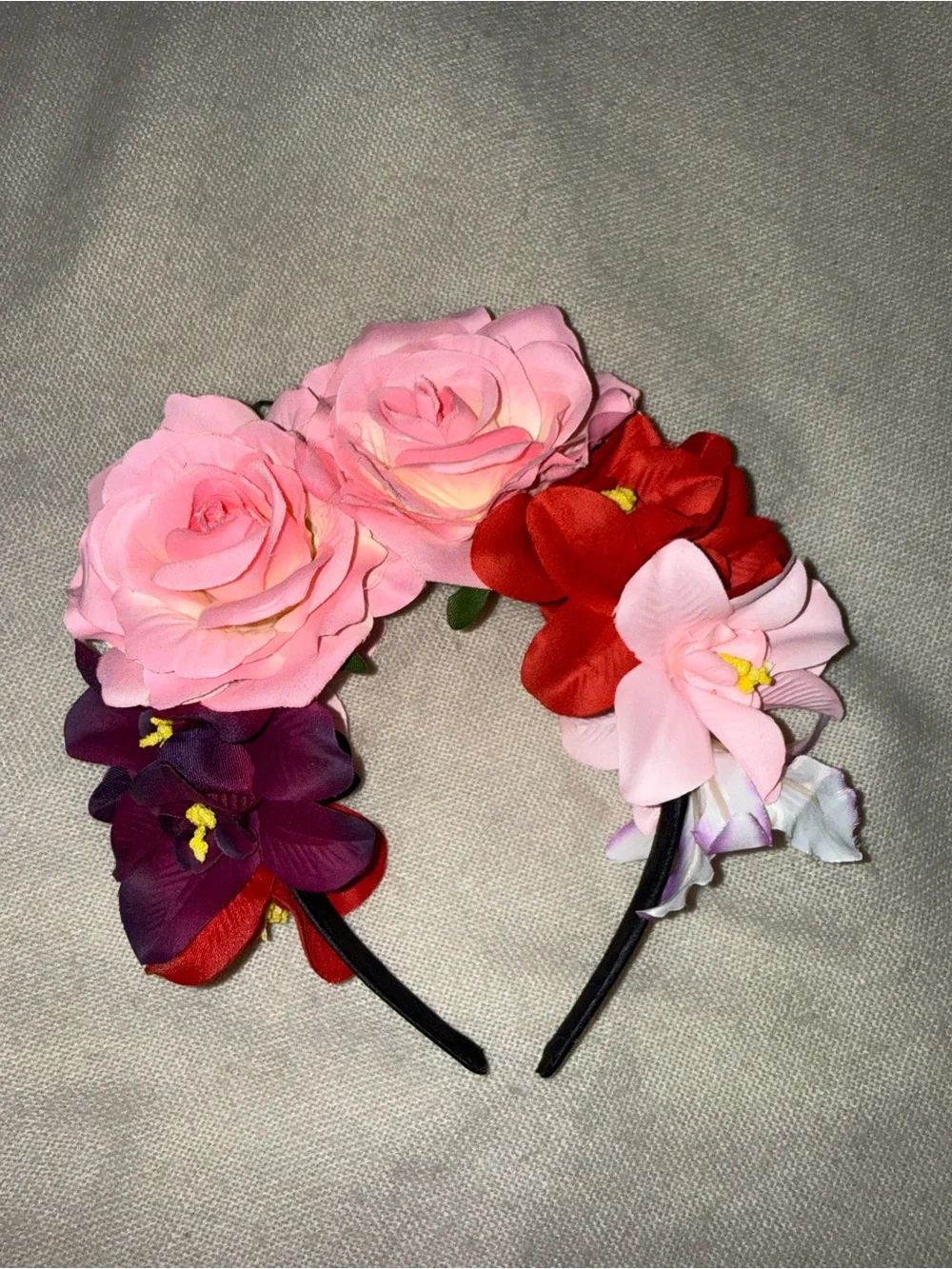 Floral Flower Crown Headband - Pink, Red, Purple